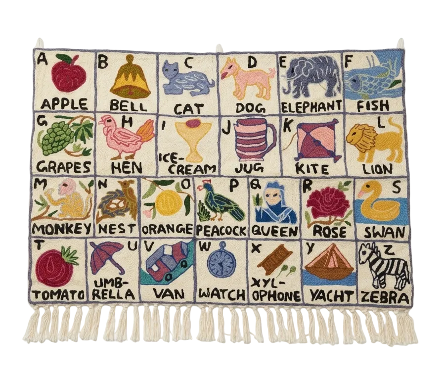 Alphabet Tapestry, Dusty Blue